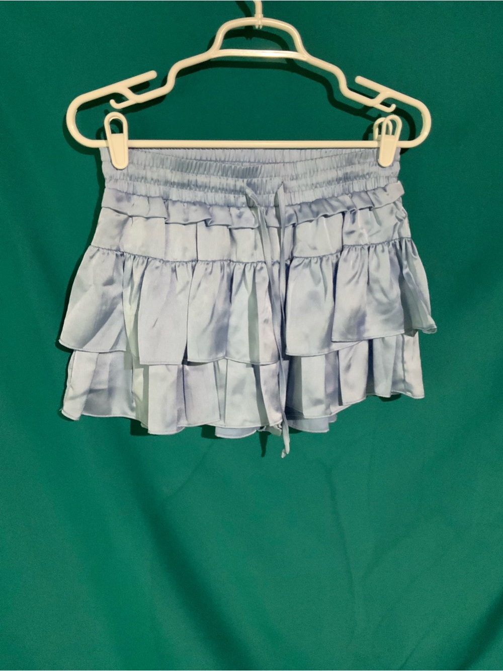 DAY + MOON, BLUE ICY MINT TIERED RUFFLE LAYER MINI SKORT
